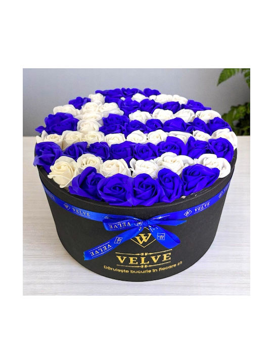 Aranjament Floral De Țară În Cutie Rotundă 55 Trandafiri Săpun Grecia
