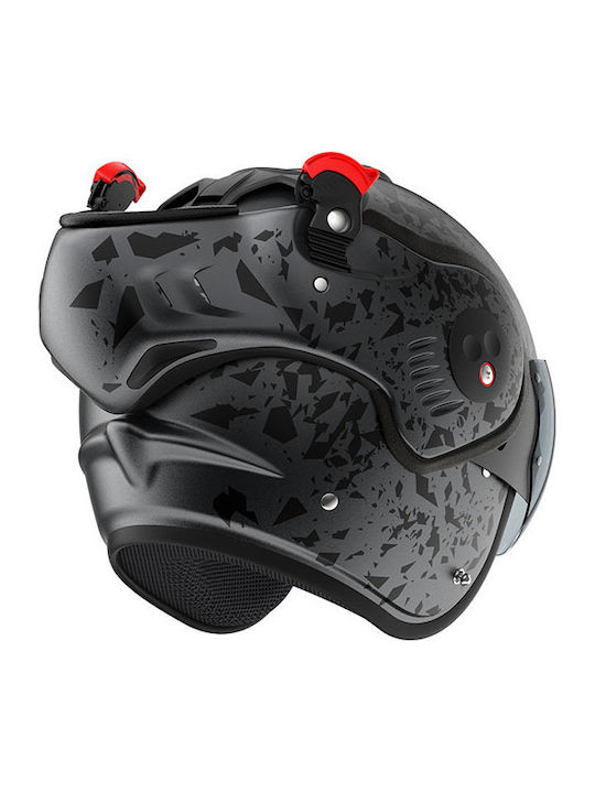 Roof Boxer Alpha Metal Graphite Motorcycle Helmet Flip-Up ECE 22.06 with Sunvisor