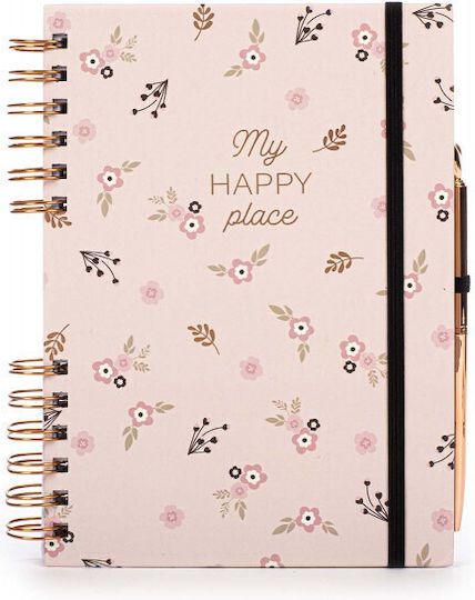 Tri-Coastal Design My Happy Place Caiet Cu Cauciuc Și Suport Pentru Stilou