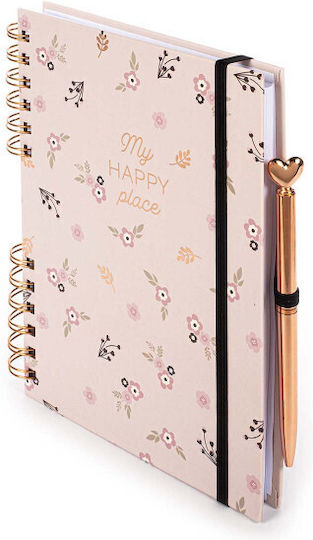 Tri-Coastal Design My Happy Place Caiet Cu Cauciuc Și Suport Pentru Stilou