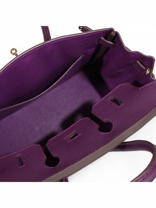 Leder Damen Tote Tasche Lila