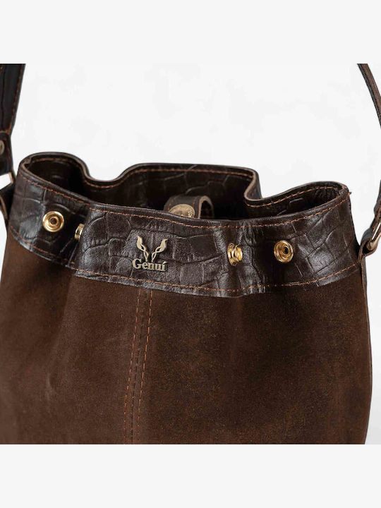 Leder Damenbeutel Schultertasche Brown suede