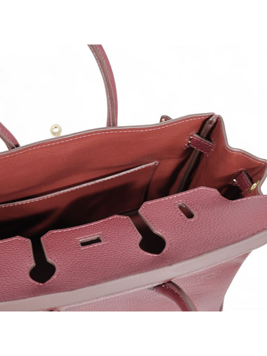 Leder Damen Tote Tasche Burgundisch