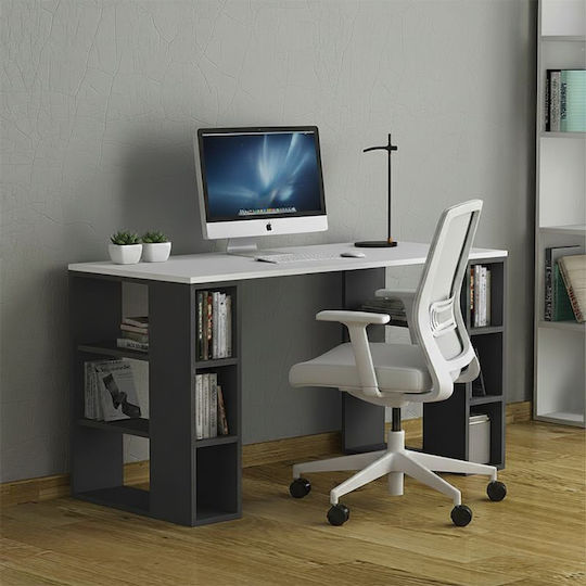 Birou Colmar Din Lemn Cu Birou Antracit / Alb 140x60x75cm