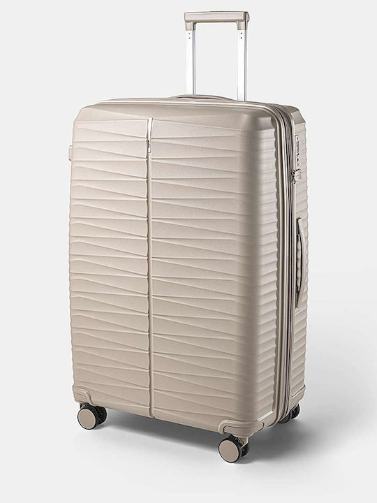 Paulter Large Beige Travel Suitcase With 4 Wheels Height 76cm