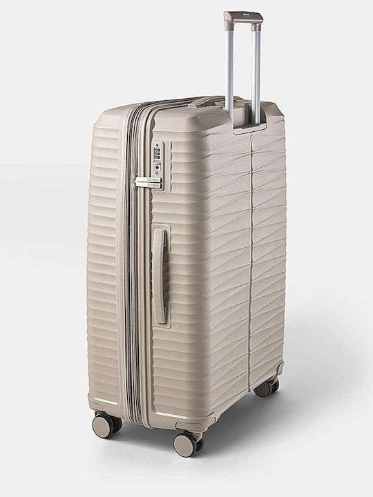 Paulter Large Beige Travel Suitcase With 4 Wheels Height 76cm