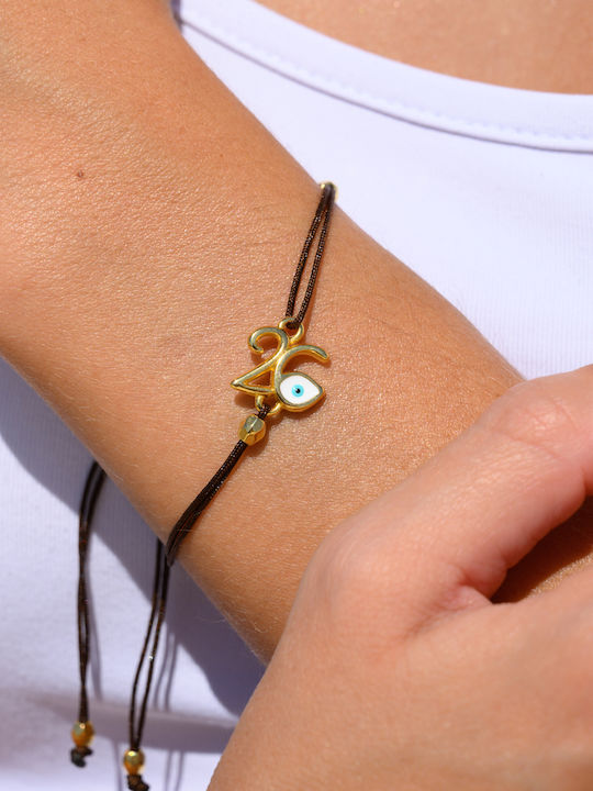 Philio Women's Bracelet Lucky Charm with design Eye Gold Plated