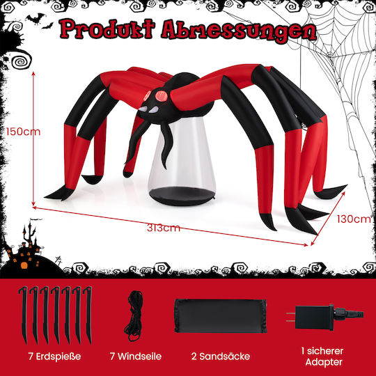 Costway 313 Inflatable Spider Halloween Red Eyes Tunnel & Led Lighting Cm25201de