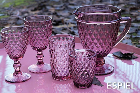 Espiel Set of Glasses Water made of Glass in Purple Color Stemmed 4pcs