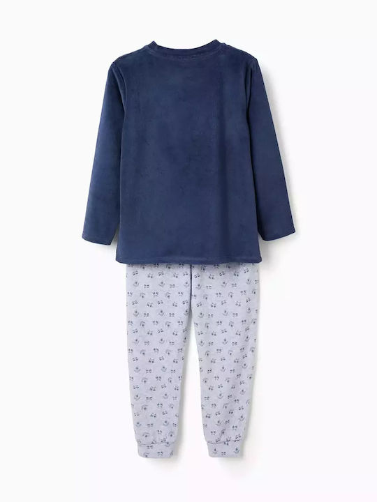 Zippy Kids' Pajamas Winter Velvet Blue Grey - Blue