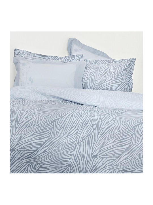 Nima Bettbezug-Set Baumwolle Einzelbett mit Kissenbezug 160x240 Blau