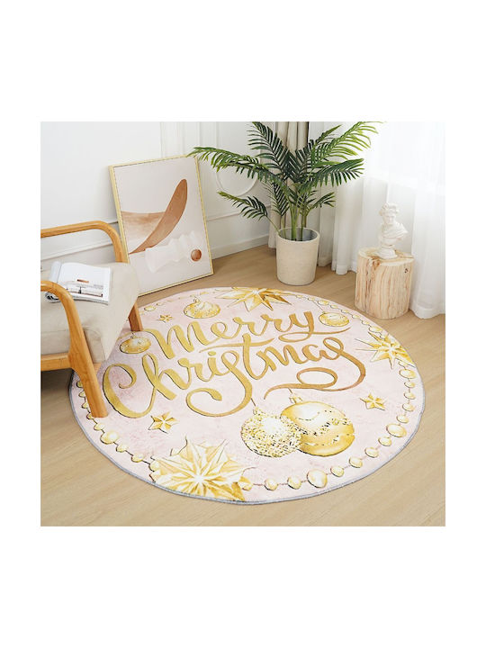 Χριστουγεννιάτικο Χαλί “merry Christmas" Imitation Cashmere 120x120cm Ry10-120