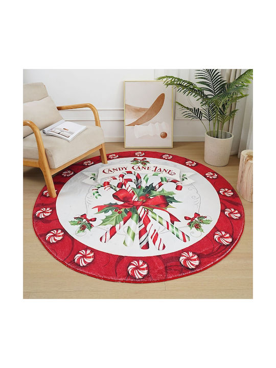Χριστουγεννιάτικο Χαλί “ζαχαρωτά" Imitation Cashmere 150x150cm Ry04-150