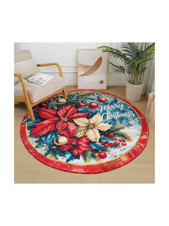 Χριστουγεννιάτικο Χαλί “λουλούδι" Imitation Cashmere 120x120cm Ry01-120