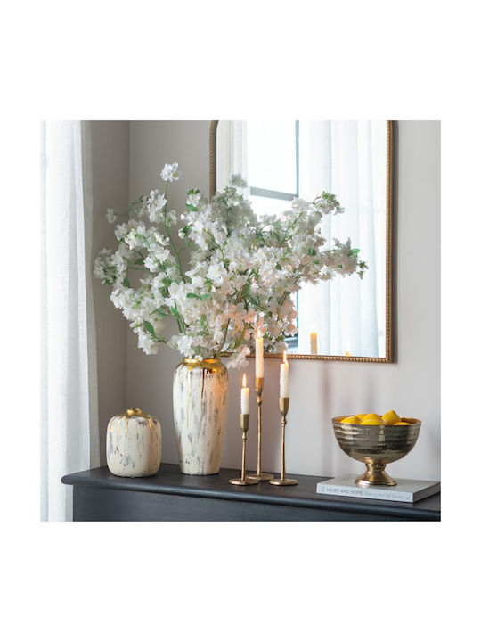Artekko Kayle Beige Decorative Ceramic Vase Gold 16x16x20 Cm 16cm X 16cm X 20cm