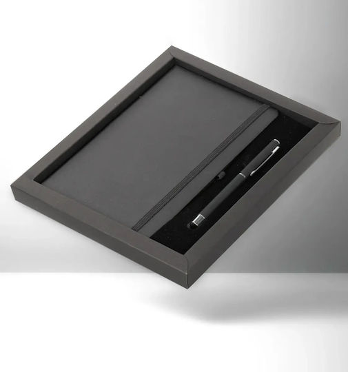 Gift Set Black Notebook 13x21cm & Metal Roller Pen Code Kavac Matte