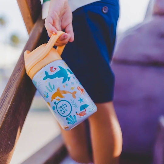 Cool Bottles Kids Water Bottle Thermos Silicone Kiddies Underwater World 350ml