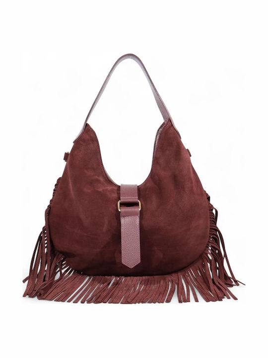 De piele Geantă de damă De umăr Burgundy