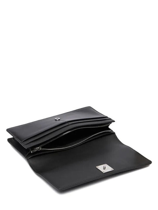 Calvin Klein Emblem Μεγάλο Δερμάτινο Γυναικείο Πορτοφόλι Μαύρο