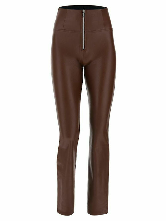 70s Style Mille Faux Damen Stoff Hose Braun