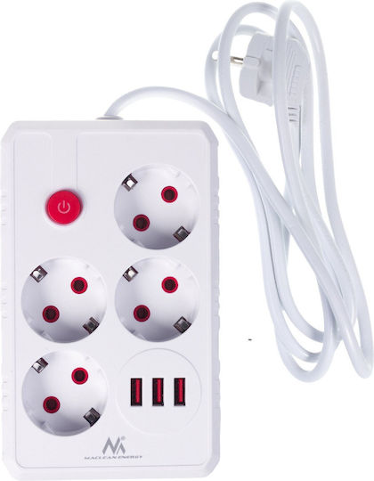 Maclean Energy Power Strip 4 Positions with Cable 1.5m
