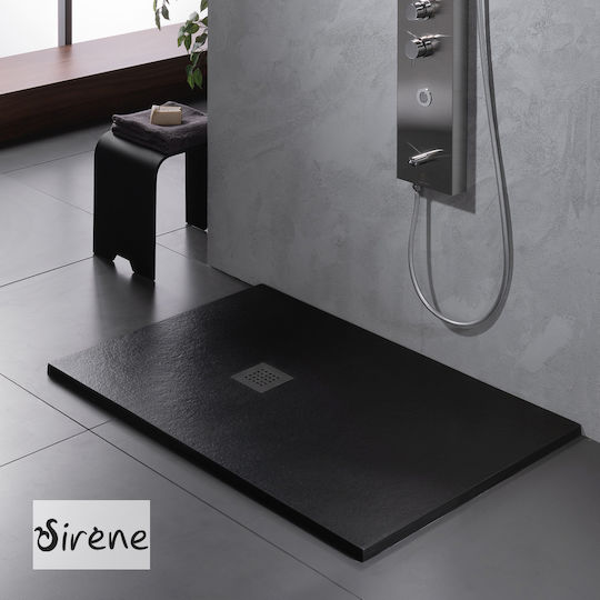 Sirene Γρανίτης Ντουζιέρα 120x80cm Μαύρη