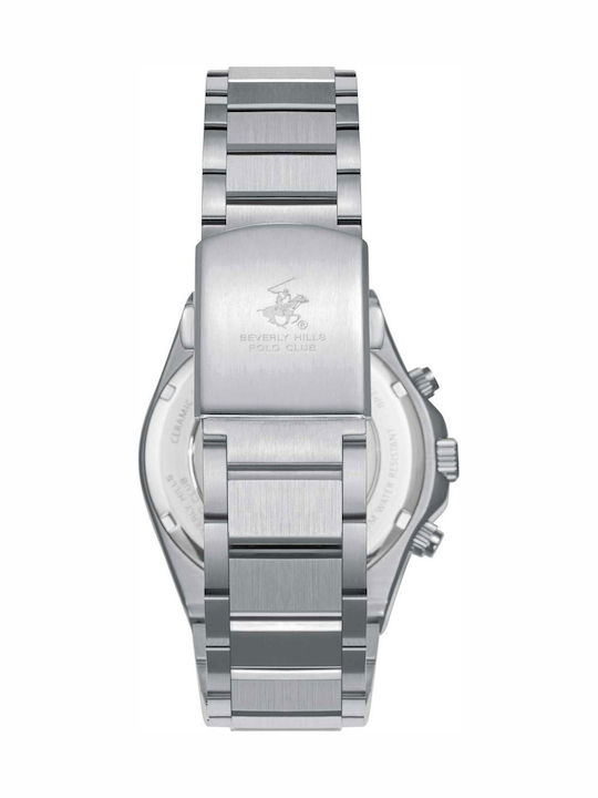 Beverly Hills Polo Club Men's Watch Battery with Silver Stainless Steel Bracelet