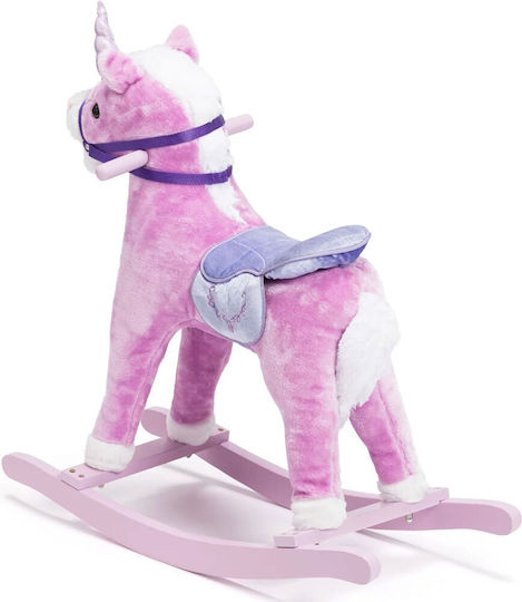 Bakaji Fabric Rocking Toy Unicorn for 3+ months with Sounds Pink