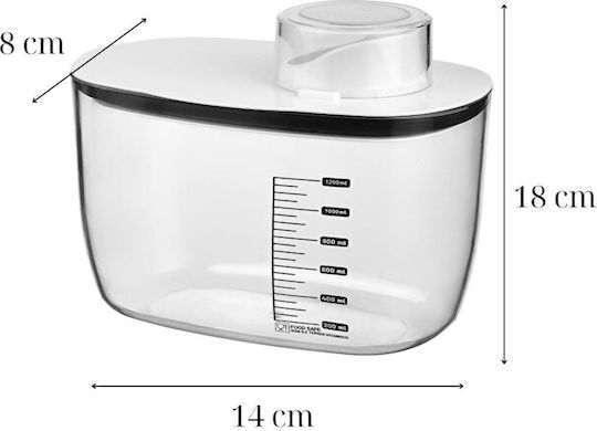 Femmit Food Storage Container 1300ml with Airtight Lid & Dispenser – BPA Free Transparent & White