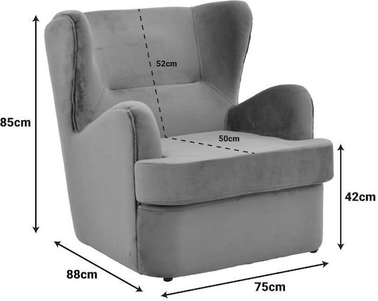 Regalo Velvet Armchair White 75x88x85cm