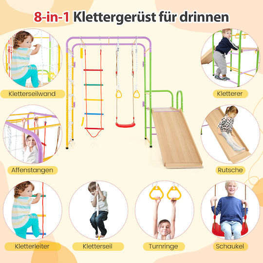 Costway Spielplatz mit Kletterfläche aus Metall für 3+ Jahre alt Jahre Bunter