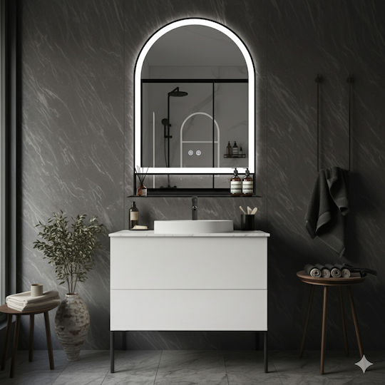 Futura F-1020 Καθρέπτης Led Αφής από Μέταλλο με Ράφι 80x90cm Μαύρος Futura F-1020 Καθρέπτης Led Αφής από Μέταλλο με Ράφι 80x90cm Μαύρος