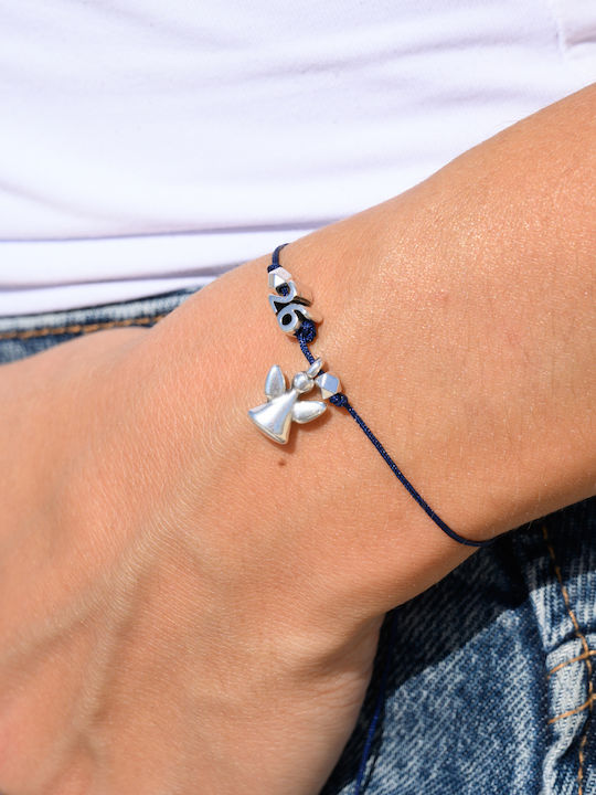 Handmade Kids Bracelet Lucky Charm 2026 Angel Blue Zamac Silver Plated