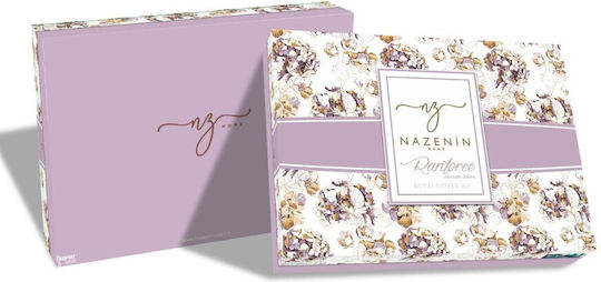 Nazenin Σετ Παπλωματοθήκη Βαμβακερή 160x220cm Μονή με Μαξιλαροθήκη & 1 Σεντόνι Λευκή