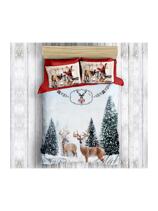 Lenjerii Deosebite Set Husă de Pilotă Bumbac Dublă cu 2 Fețe de Pernă & 1 Cearsaf 200x220 Deer