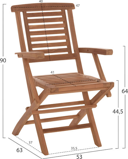 Καρέκλα Crander Teak 2τμχ 53x63x90εκ.