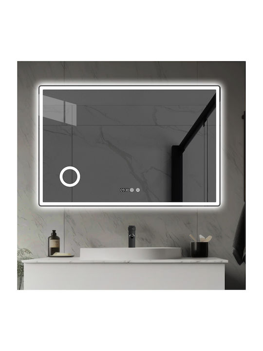 Futura Mărire Oglindă de Baie Dreptunghiulară Lumini LED Atingere 120x80cm