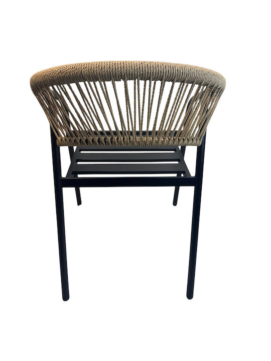 Καρέκλα Εξωτερικού Χώρου Rattan Μαύρη 36x36x75εκ.