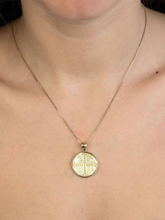 Kiriakos Gofas Pendant Kids Talisman with Chain Konstantinato made of Gold 14K KN581