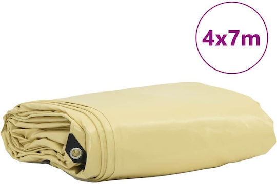 vidaXL Αδιάβροχος Μουσαμάς 650gr/m² 7x4μ. Βαρέως Τύπου Μπεζ