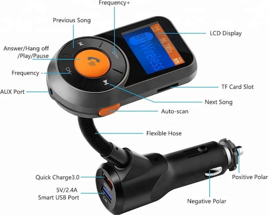 Pyramid FM Transmitter Αυτοκινήτου με Bluetooth / AUX / USB / MicroSD
