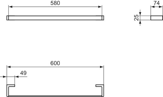 Ideal Standard Conca Ράγα Μπάνιου Μονή Επιτοίχια με Βίδες Χρυσή