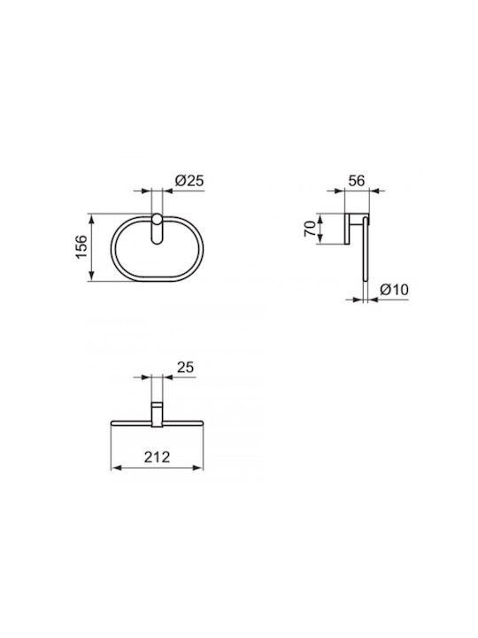 Ideal Standard Conca Κρίκος Μπάνιου Μονός με Βίδες Ασημί