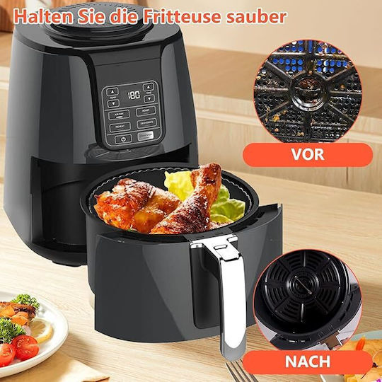 Set Accesorii Compatibil 4 X 19 Cm Air Fryer – Tavă Grill Pizza Hârtie de Copt din Silicon Russell Hobbs 4l Philips 2000 4.2l Ninja 5.2l Cosori 3.8l