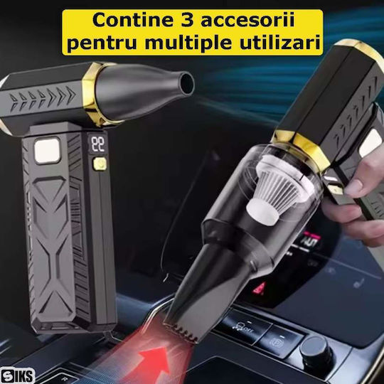 Mini Aspirator Fără Fir Cu Aer Siks 2 În 1 5 Viteze 3 Accesorii Lumină Led Portabil Pentru Îndepărtarea Prafului De Pe Tastatură Pc Monitor Păr De Animale Negru