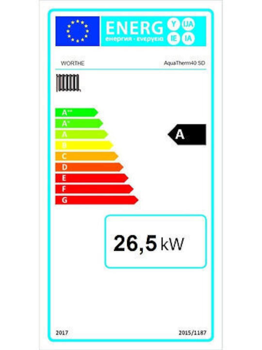 Worthe AquaTherm40 SD Ενεργειακό Τζάκι Ξύλου Καλοριφέρ 40kW Ίσιο με Ανοιγόμενη Πόρτα