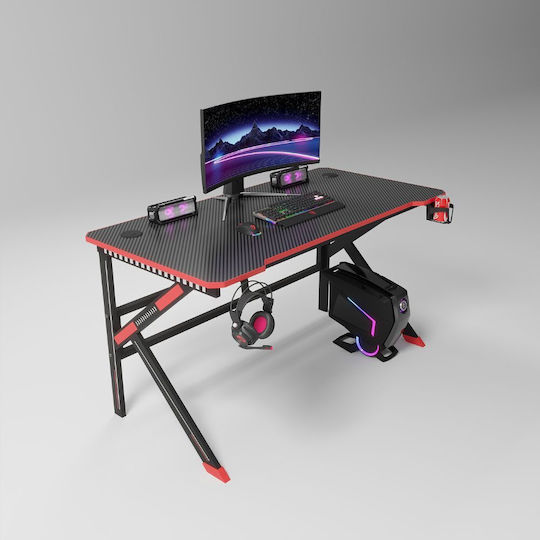 Γραφείο Gaming 120x60x74εκ. Μαύρο, Κόκκινο
