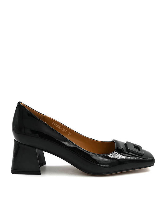 Troll Heels in Patent Leather with Strap Black