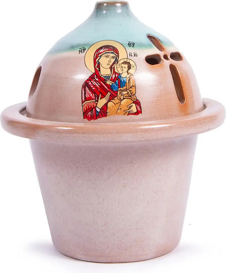 Vigil Oil Lamp Deep Clay Panagia 1 Pc 38602 Beige