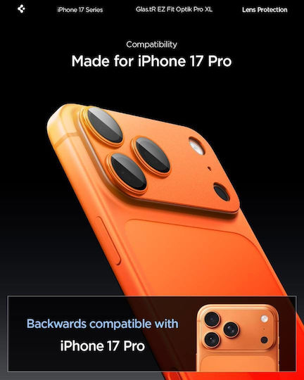 Spigen Glas.tr Optik Pro Camera Protection Tempered Glass Orange for the iPhone 17 Pro